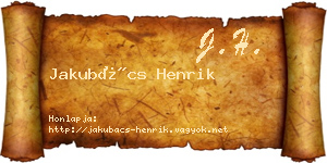 Jakubács Henrik névjegykártya
